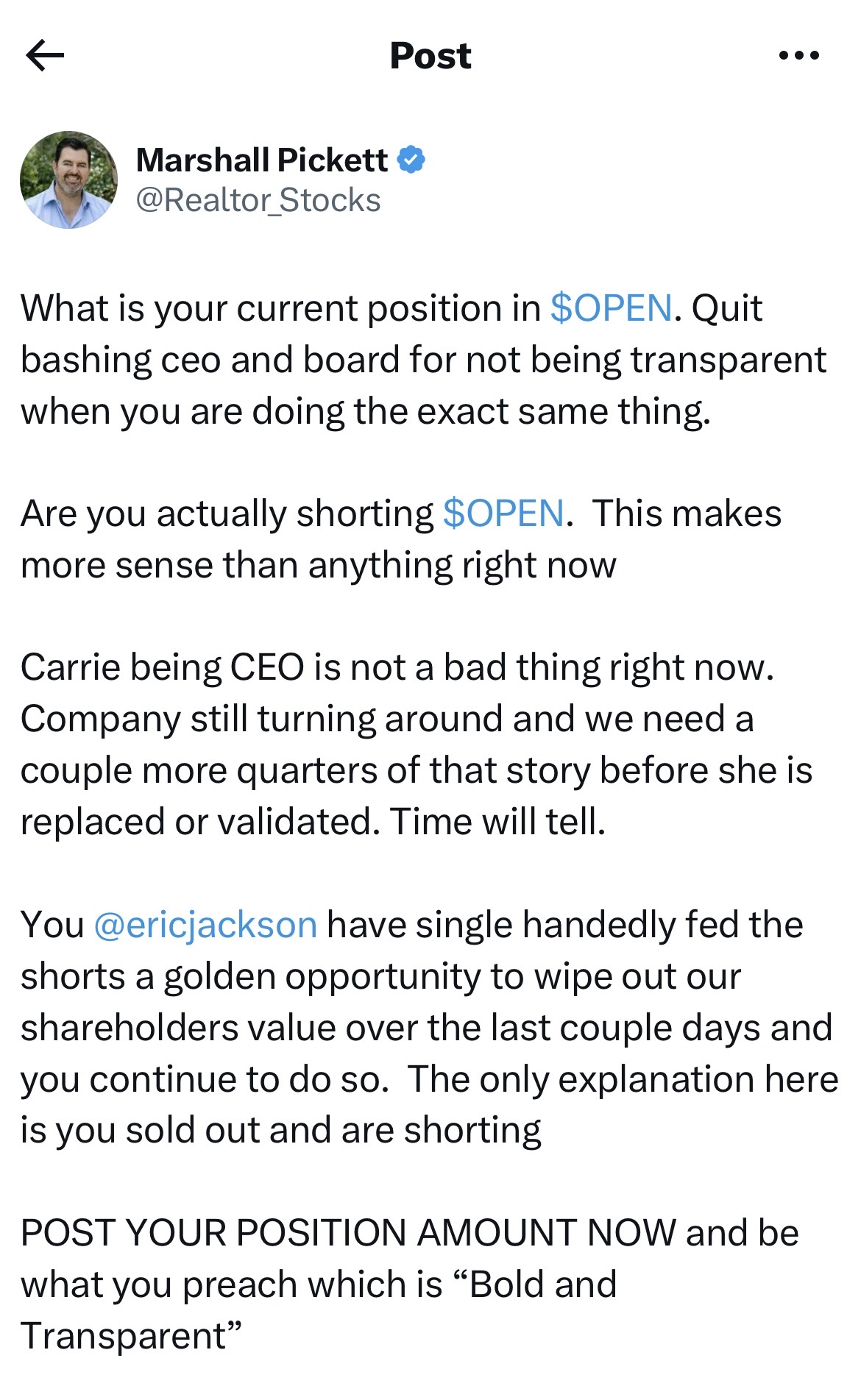 I just took some screenshots of retail investors’ opinions in the market. Thought I’d share my own comments and part of a conversation I had with one of them.