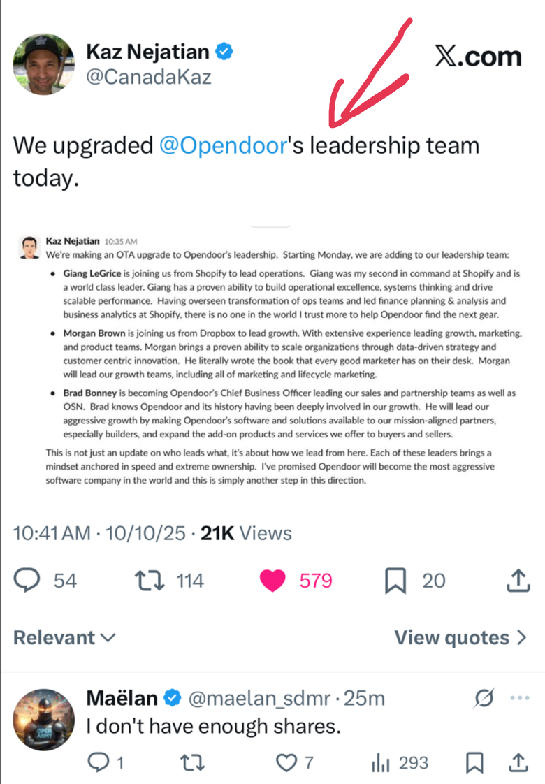 🚪 Big news, #OpenArmy — Opendoor just got a massive leadership upgrade.