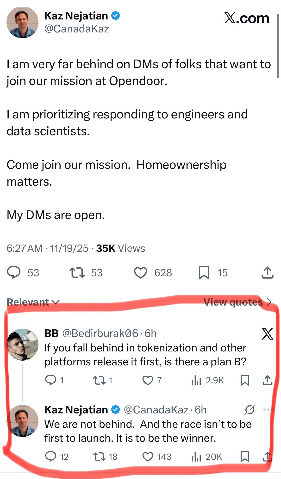 Kaz’s Clarification — Opendoor Is Not Behind 🚪🚀