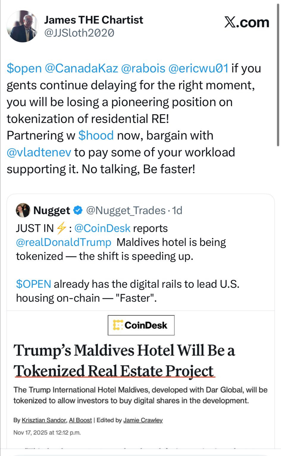Kaz’s Clarification — Opendoor Is Not Behind 🚪🚀
