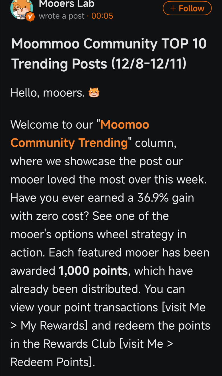 很榮幸本週被列爲moomoo社區趨勢前十。