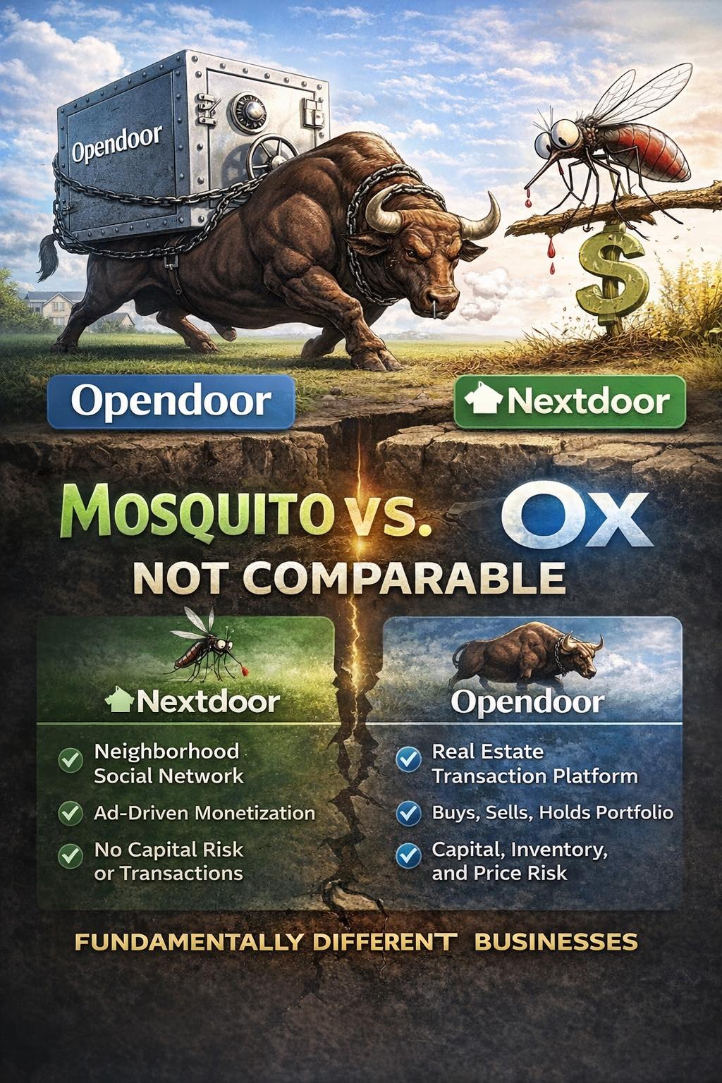 蚊子與牛：爲什麼Nextdoor和Opendoor不可比 😌