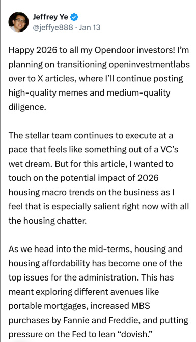 非常好的文章，详细分析了为什么Opendoor Technologies会如此受益于利率下降