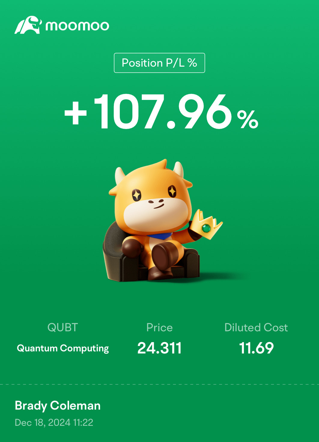 $クオンタム・コンピューティング・インク (QUBT.US)$ ポンプはめっちゃクレイジーだよ！！