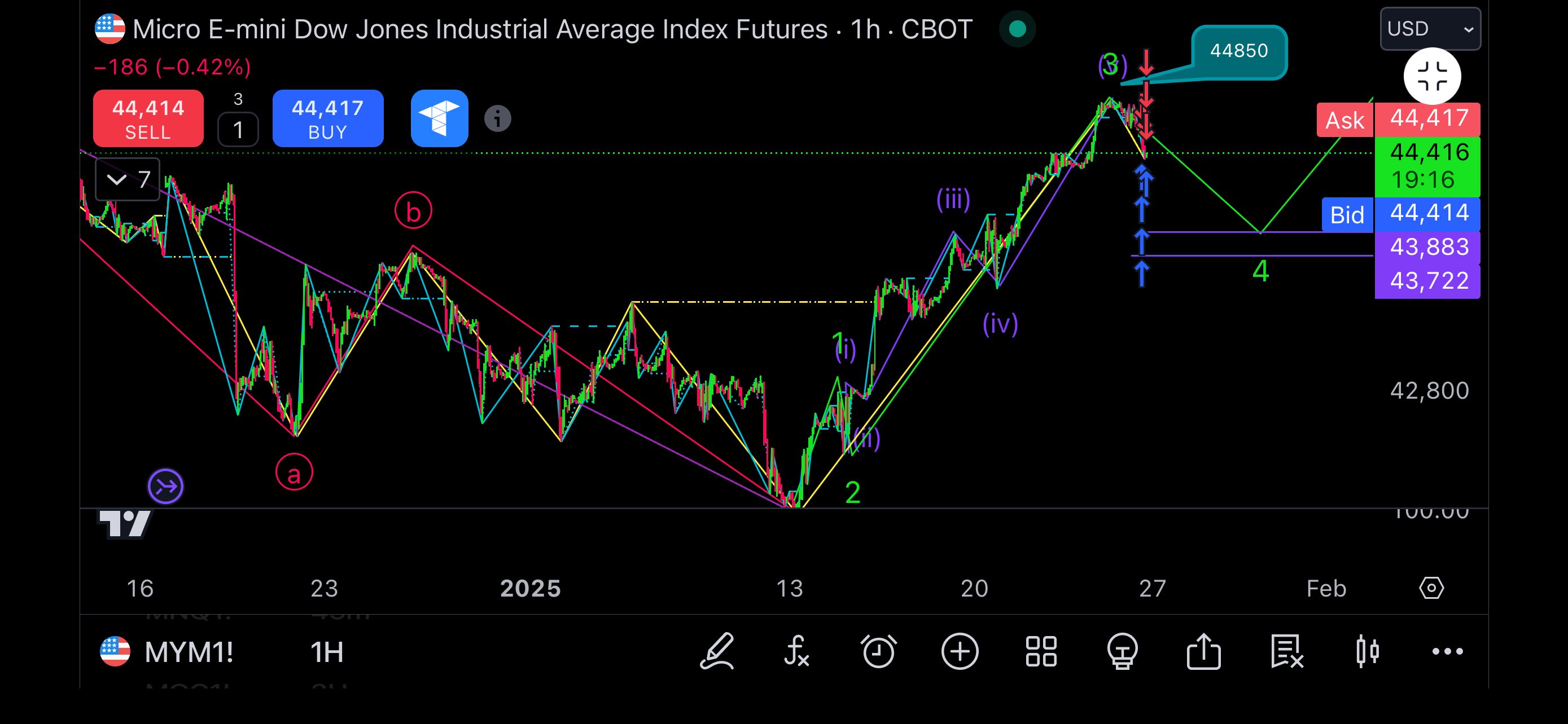 dow mini expecting a correction  minimum 1000 points