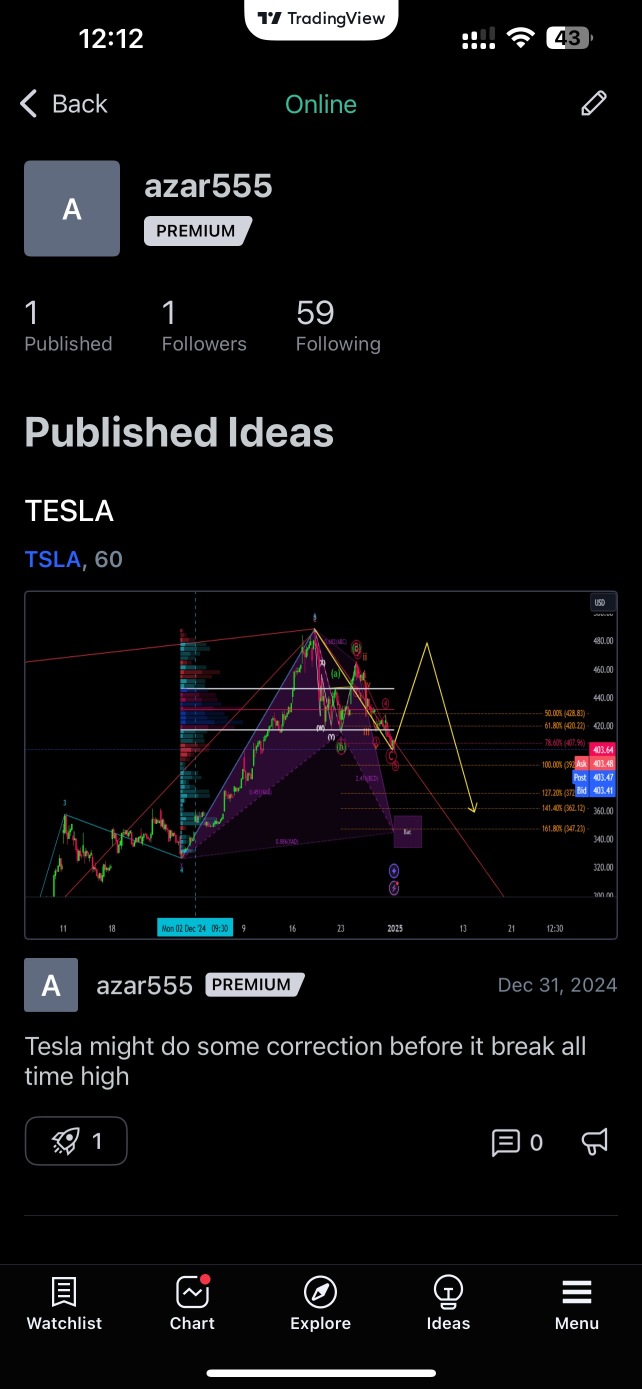 TESLA CORRECTION POSTED AT DECEMBER 31st