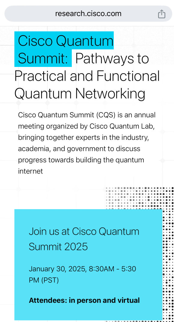 nvda and fomc overarched the news. today cisco held quantum computing forum.  think big!