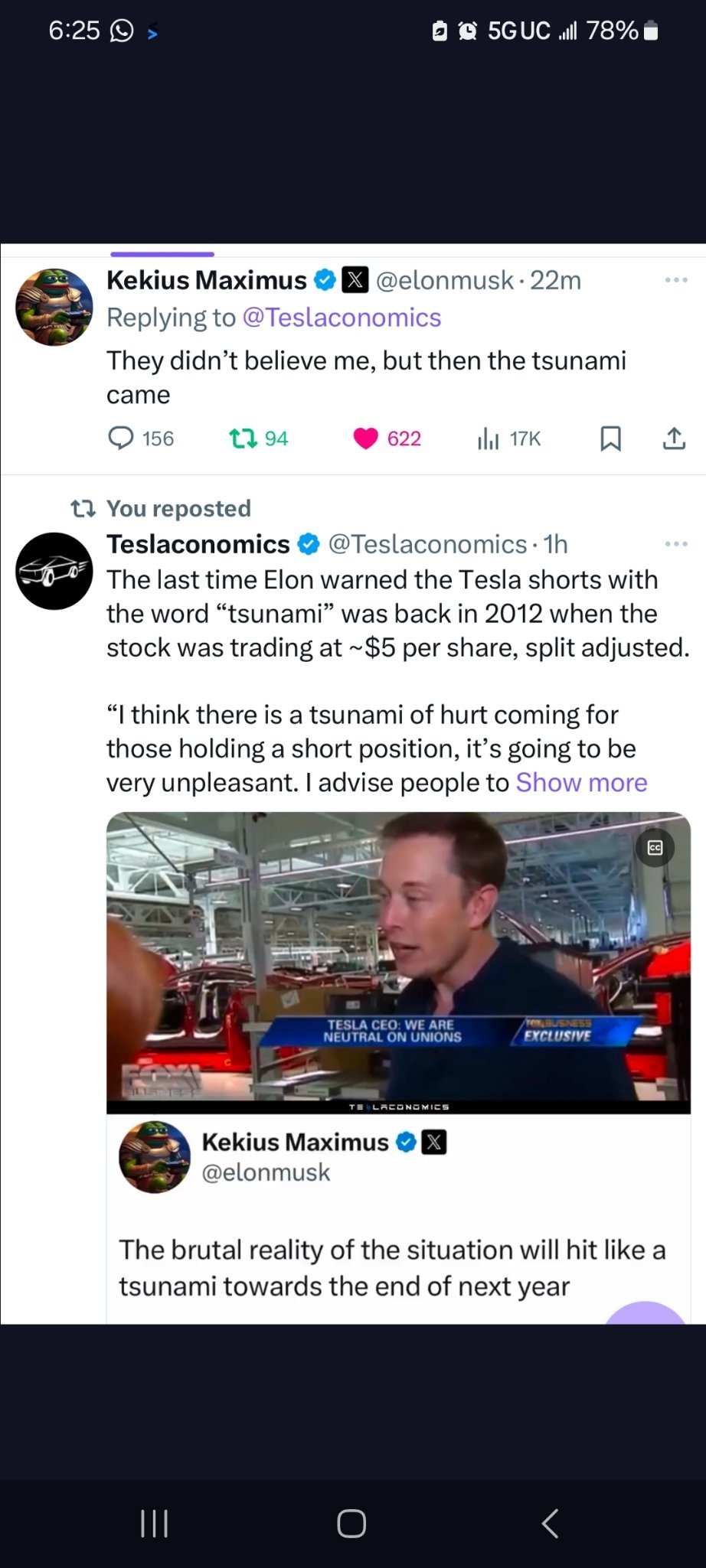 $TSLA 250131 455.00C$看看马斯克总统发的推文，看看文章。马斯克必须知道交付数量