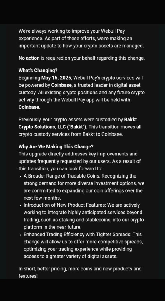 webull 加密貨幣與 Coinbase 合作,5/15開始