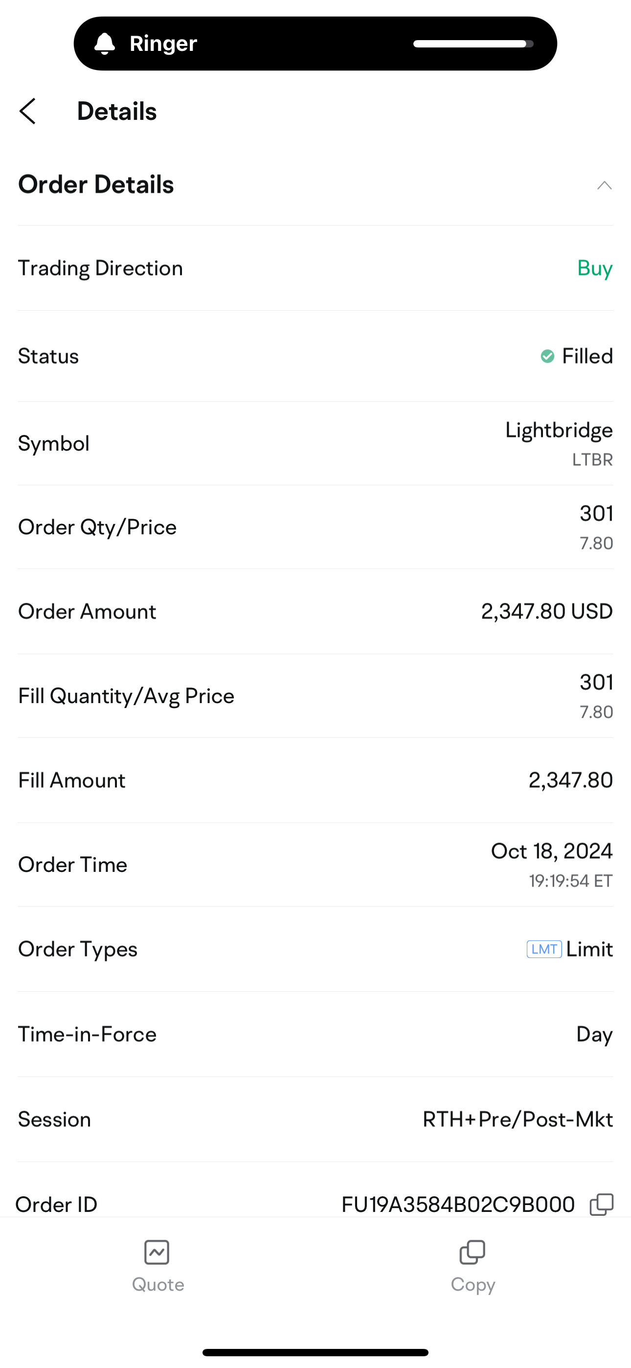 $ライトブリッジ (LTBR.US)$ このものはニュークです  もっと購入しました