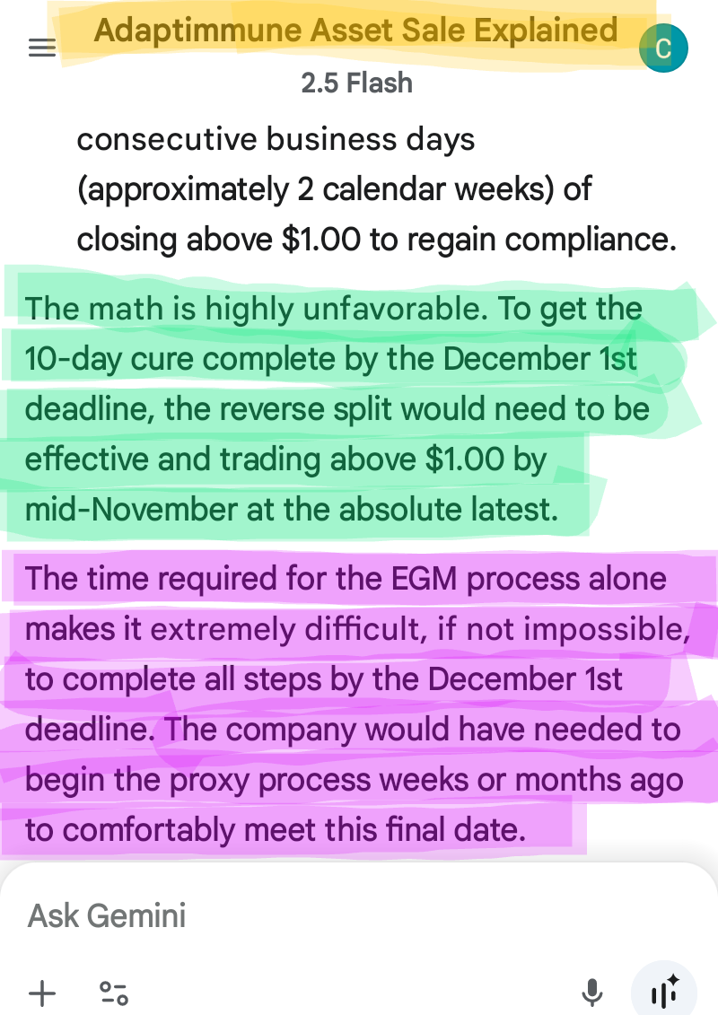 $Adaptimmune Therapeutics (ADAP.US)$    "ADAPTIMMUNE THERAPEUTICS" IS "NOT" 🚫 "GOING TO" "REVERSE SPLIT" TO "REGAIN" "NASDAQ MINIMUM BID PRICE COMPLIANCE" BY T...