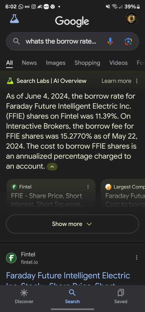 Please know your facts...the cost to short FFIE is cheap...1% a month borrow fee....