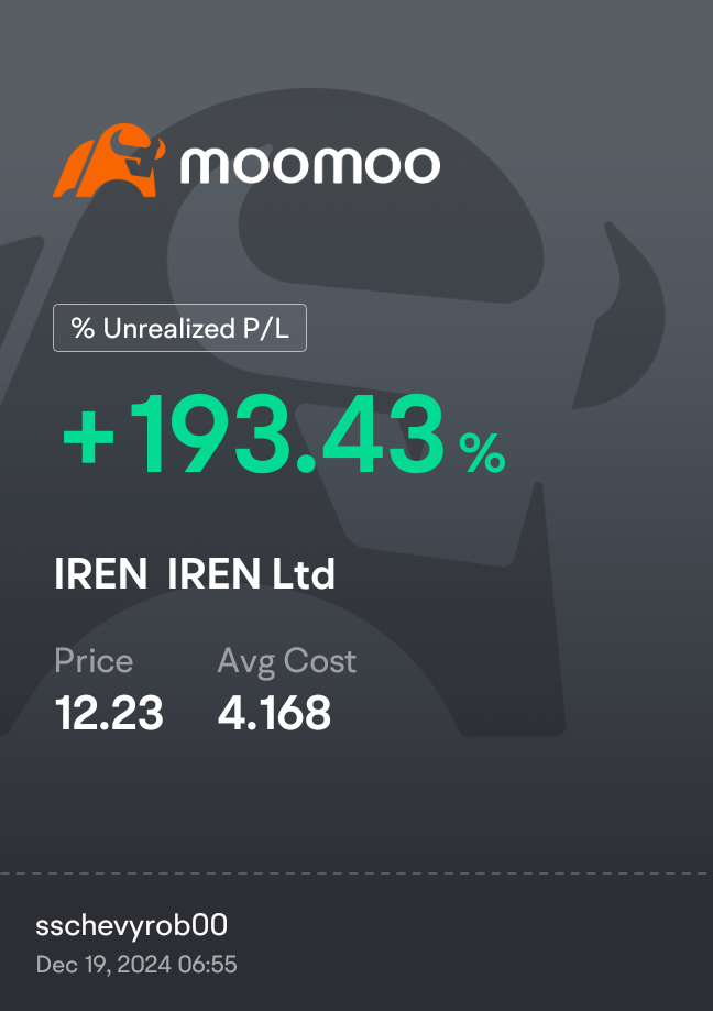 $IREN Ltd (IREN.US)$ enjoying the ride