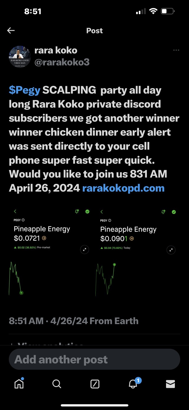 $Pegy SCALPING  party all day long Rara Koko private discord subscribers we got another winner winner chicken dinner early alert was sent directly to your cell phone super fast super quick. Would you