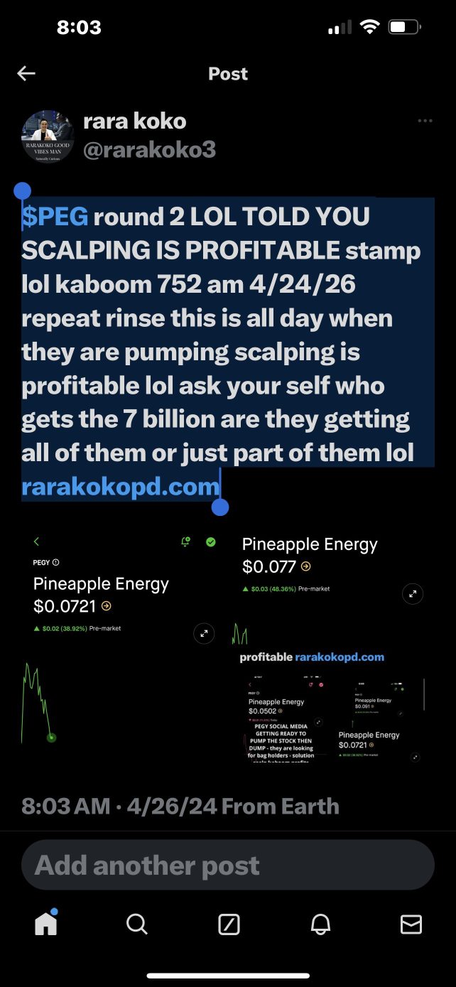 $PEG round 2 LOL TOLD YOU SCALPING IS PROFITABLE stamp lol kaboom 752 am 4/24/26 repeat rinse this is all day when they are pumping scalping is profitable lol ask your self who gets the 7 billion are