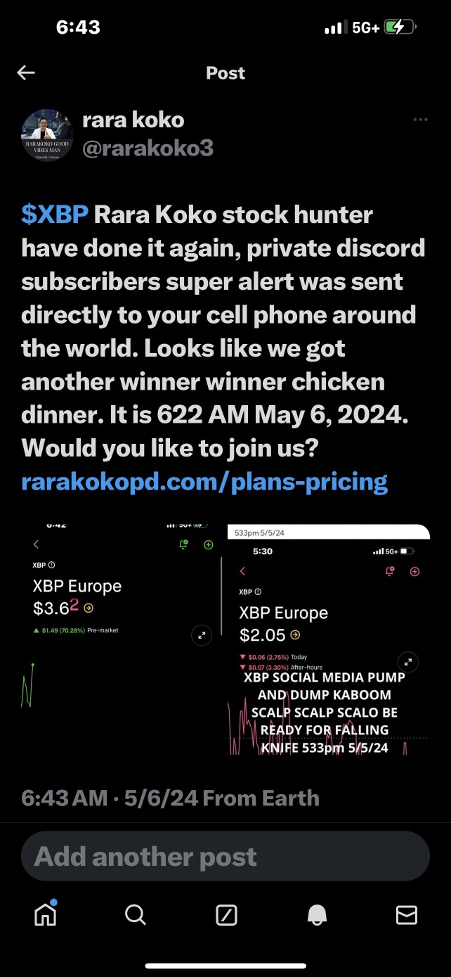 $XBP Rara Kokoの株式ハンターが再びやりました。プライベートディスコード登録者向けのスーパーアラートが世界中の携帯電話に直接送信されました。また別の勝者のチキンディナーになりそうです。