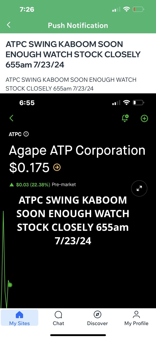 $ATPC  RARA KOKO  private discord subscribers early alert was sent directly to your cell phone all over the world. We got another winner winner chicken dinner 7:29 AM, July 23, 2024 rarakokopd.com/pla