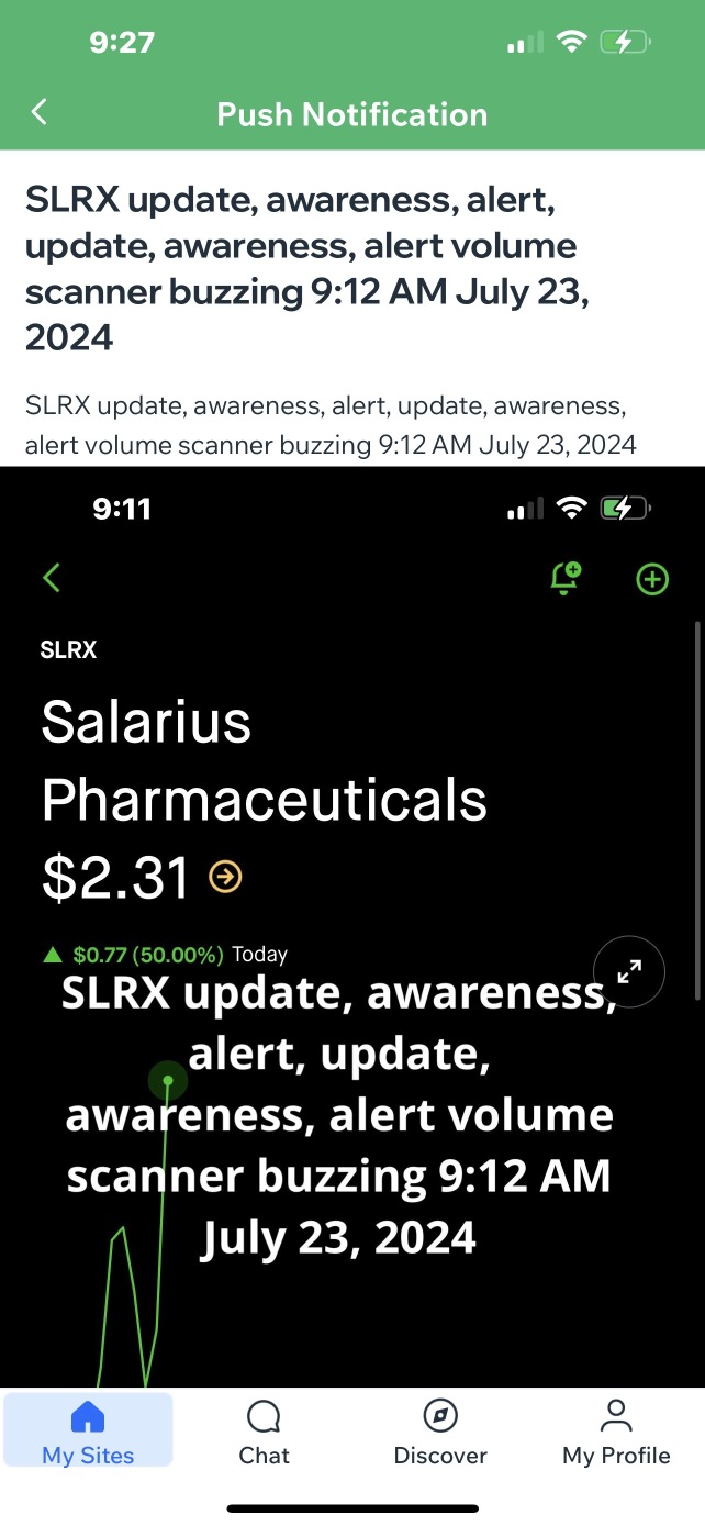 $SLRX  Rara Koko captured the news captured the catalyst early bird special Rara Koko private discord subscribers we know it first I sent a super early alert directly on your cell phone all over the w