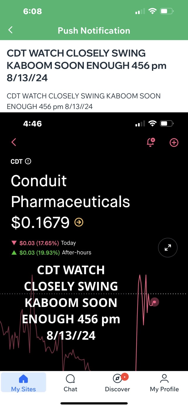 $CDT news captured lol! does Stock hunter have done it again Rara Koko private discord subscribers early alert was sent directly to your cell phone all over the world. We got another winner 6:05 AM, A