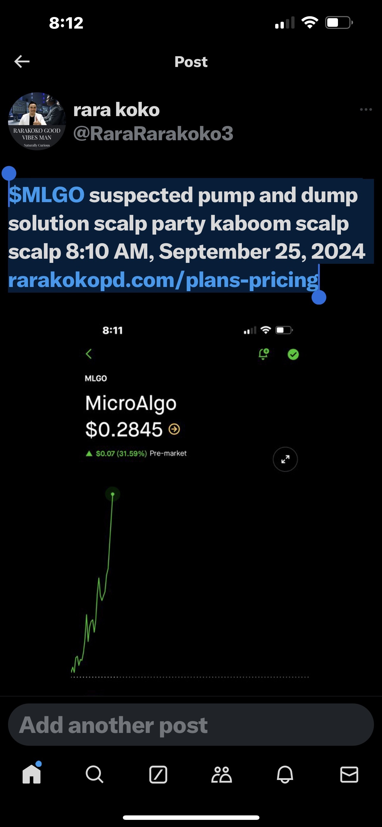 $MLGO suspected pump and dump solution scalp party kaboom scalp scalp 8:10 AM, September 25, 2024 rarakokopd.com/plans-pricing