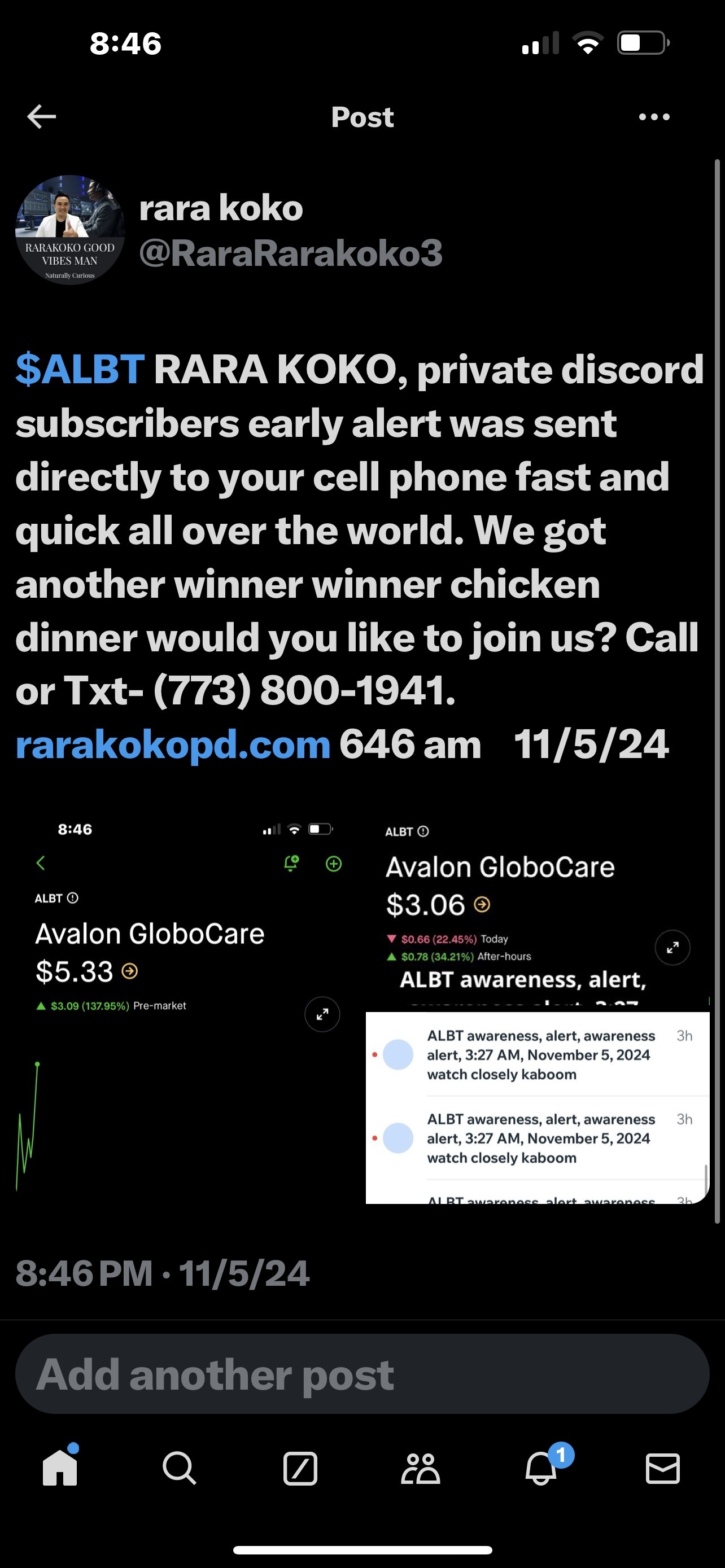 $ALBt RARA KOKO，向您的手机发送了私密的Discord订阅用户数提醒，快速且全球覆盖。我们又发现了一个赢家，您想加入我们吗？