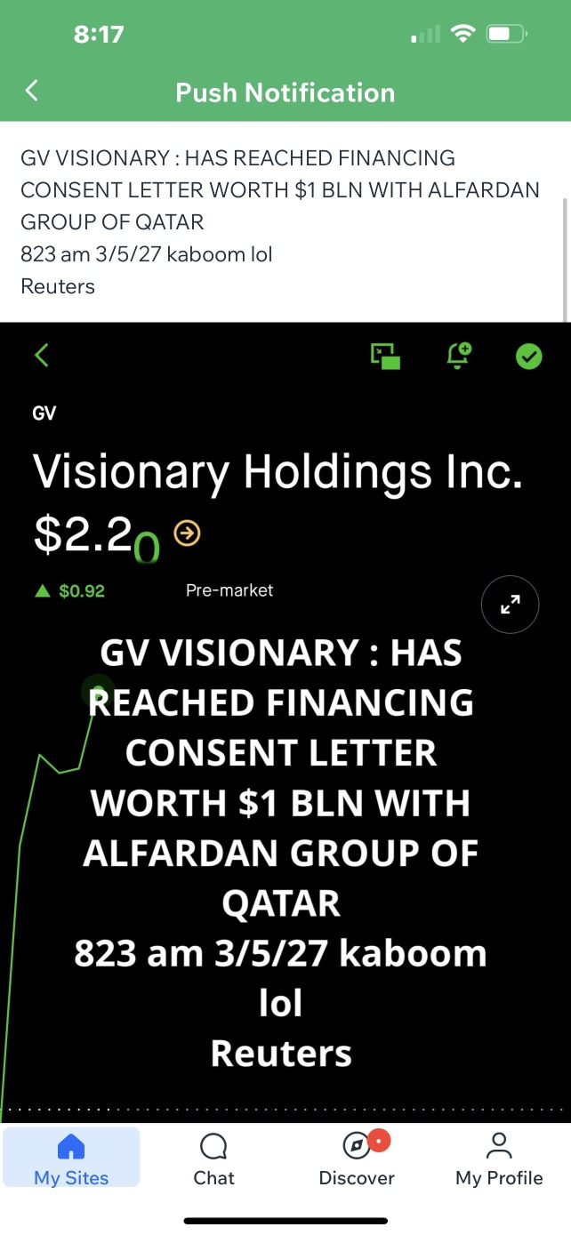 $GV 我今天发出的预警起始价格为2.20，今日暴涨至4.36，时间戳现在是2025年3月5日 621 PM。我将早期警报发送给Rako，私密discord 订阅用户数，一个电芯，速度快且迅速。