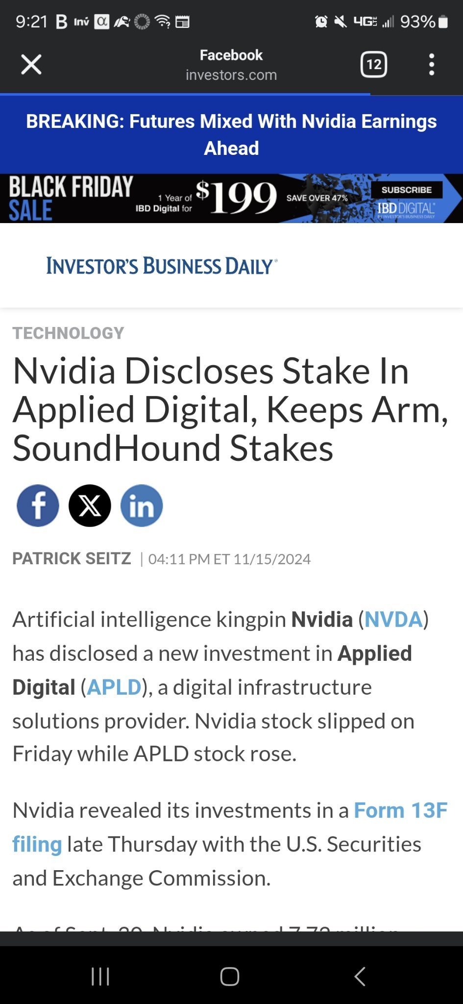 $Applied Digital (APLD.US)$ $NVIDIA (NVDA.US)$ [Share Link: Nvidia Discloses Stake In Applied Digital, Keeps Arm, SoundHound Stakes]