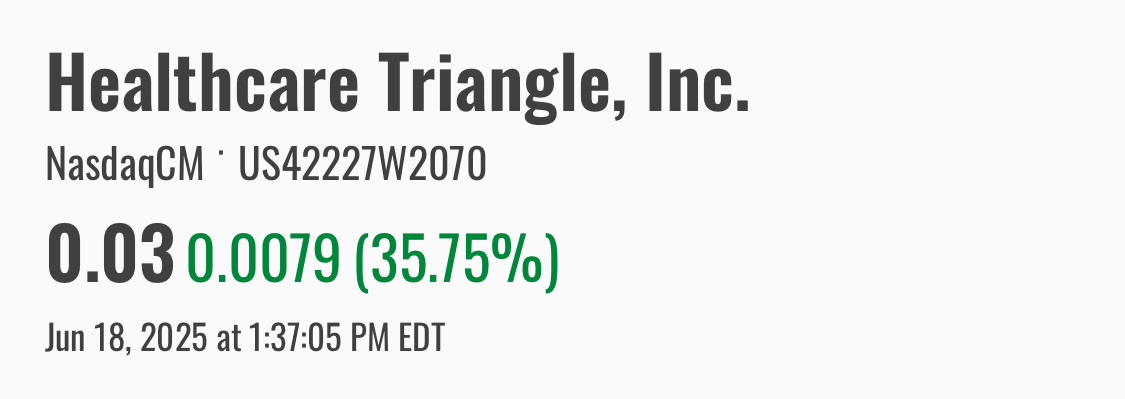 $Healthcare Triangle (HCTI.US)$ Dark Pool shows higher price than Nasdaq