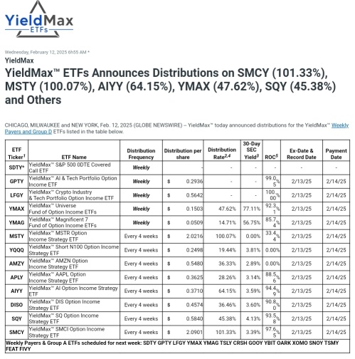 $YIELDMAX (YMAX.US)$ 分红派息公告