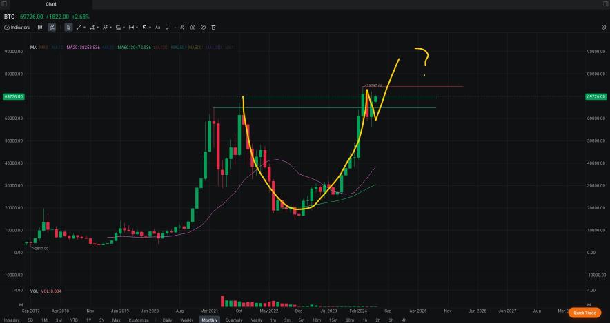 MooMoo NX BTC Charting (Monthly Cup and Handle? + Weekly Bull Flag? + Suggestions)