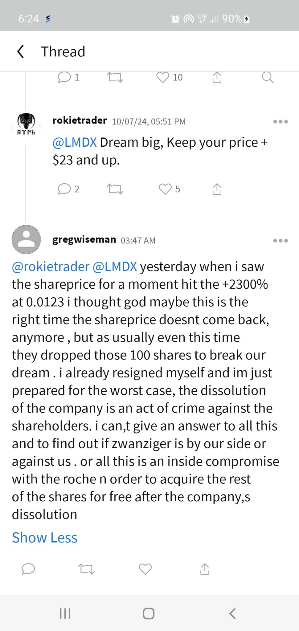 $LumiraDx (LMDXF.US)$ I had to block gregwiseman again, after a year, he is still obnoxiously negative, I think he is paid or part of them fake bulls. He always...