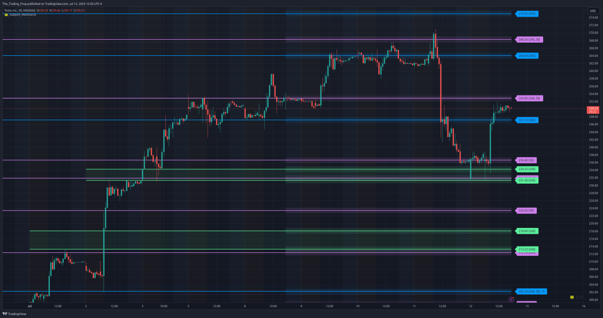 $ TSLA 支撐/阻力水平