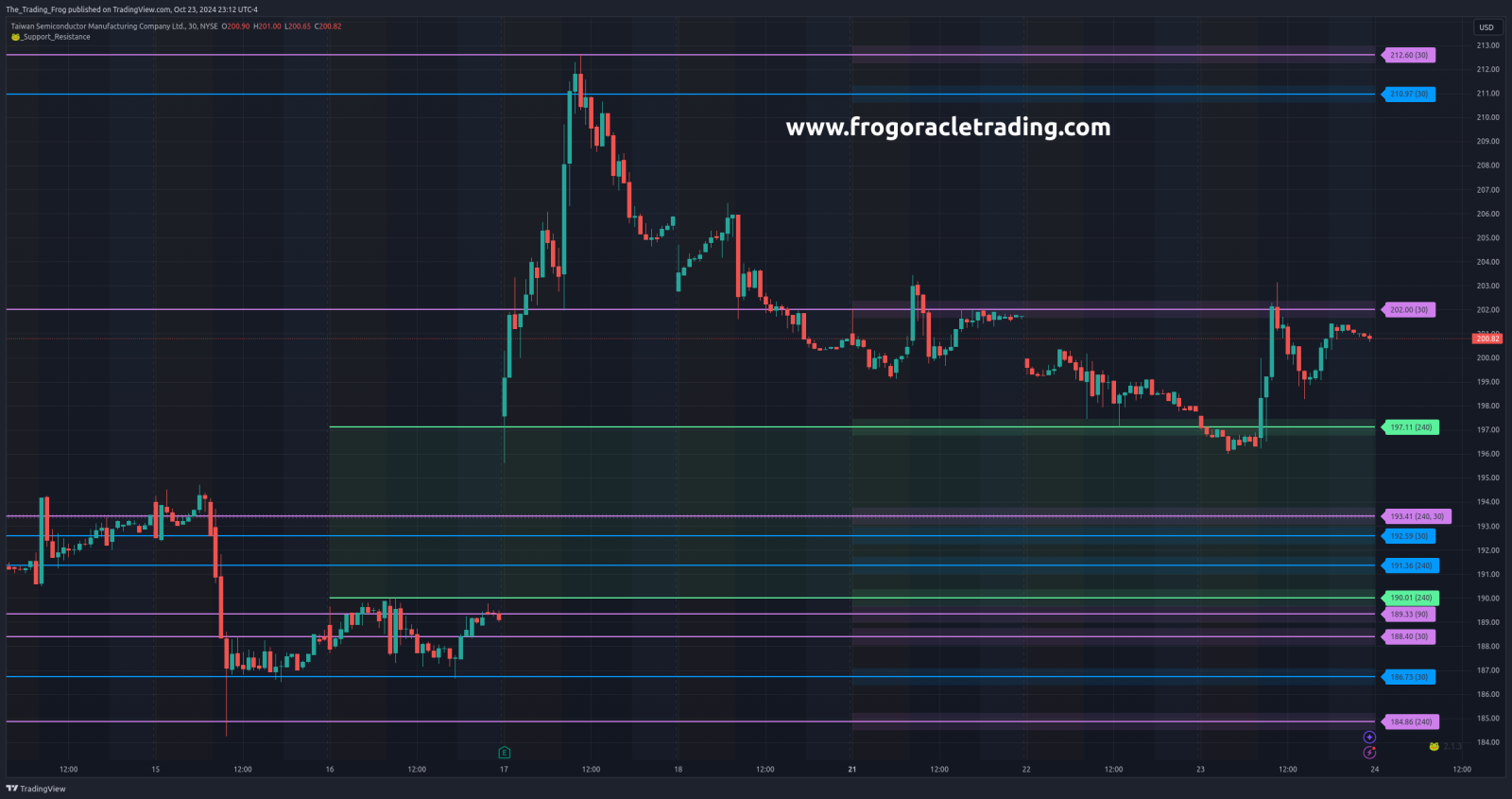 $TSM Support / Resistance Levels