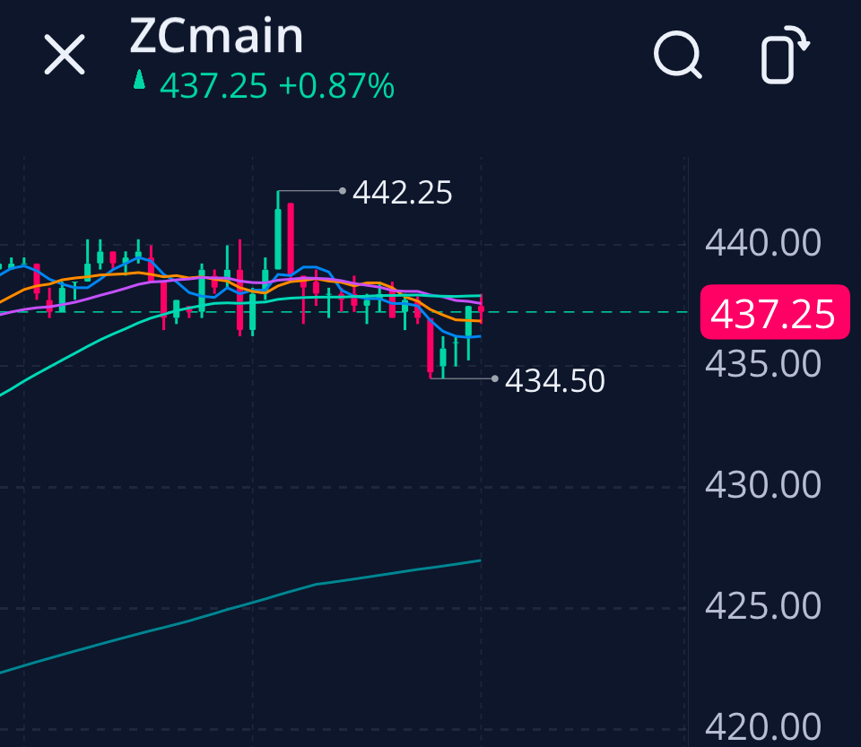 トウモロコシ先物(下期)のリアルタイムチャート - moomoo証券