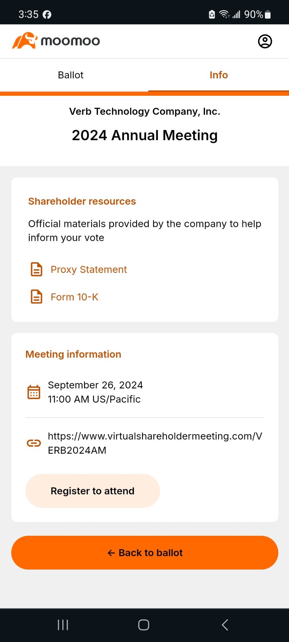 $Verb Technology (VERB.US)$ I see no evidence of dilution here yet. Annual meeting is on Sept 26, voting  on R/S, and to add more shares ( dilution). so I do  e...