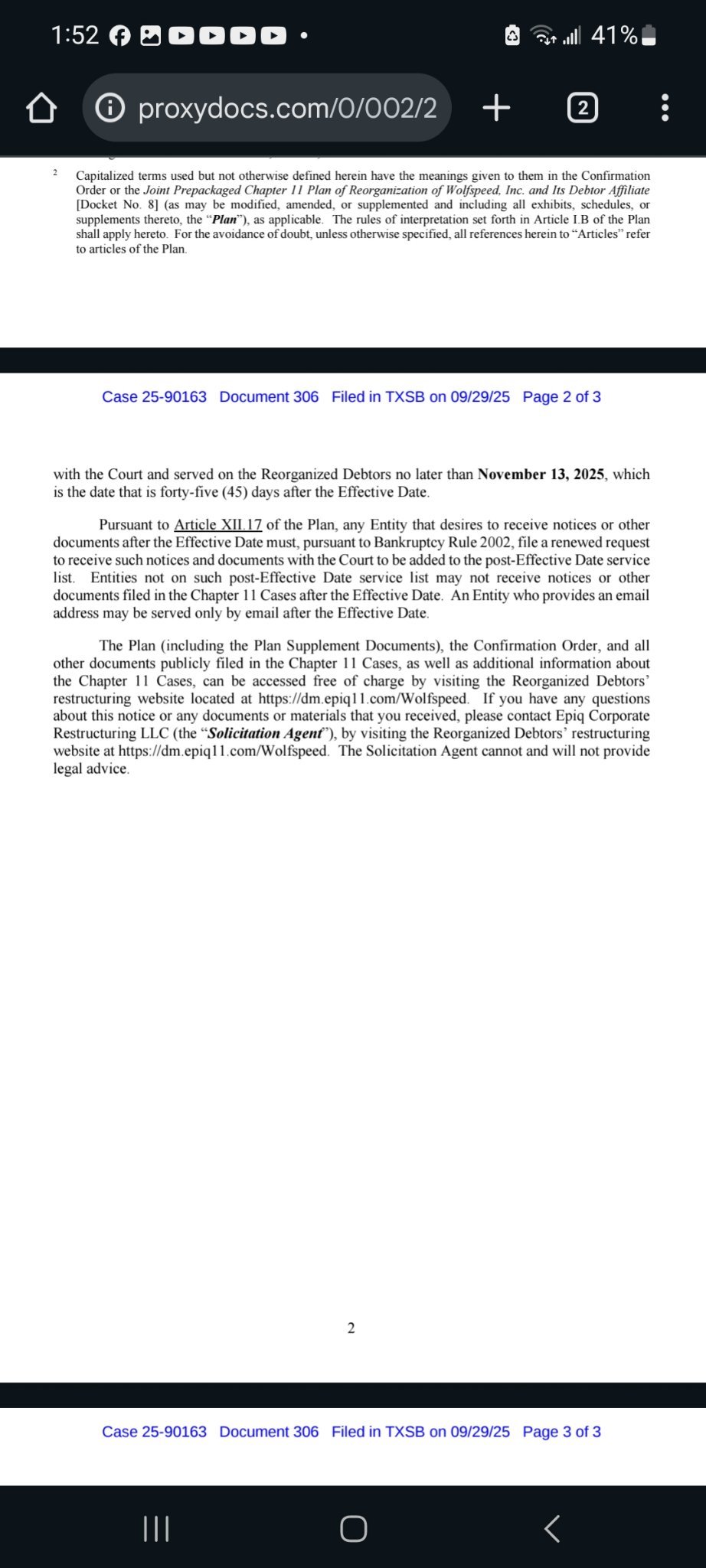 $WOLFSPEED INC ESCROW (WOLF.ESC.US)$ Just received email from moomoo with a link to this document about Wolfspeed.