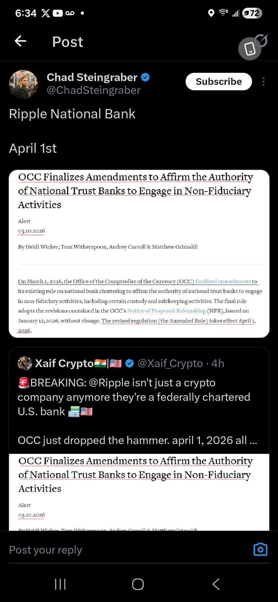 $瑞波币 (XRP.CC)$ 我之前说瑞波国家银行四月一日