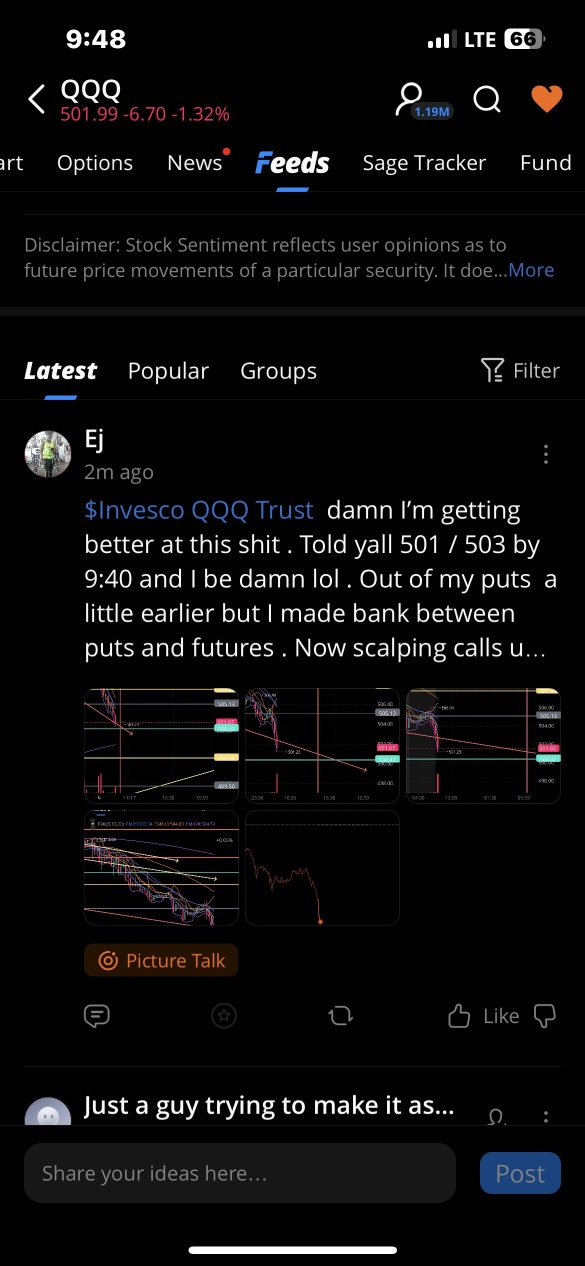 I called it this morning 🥴😜. I said $488 on  $QQQ was on the way and Vix would be pushing to test $4 and $5. Have made over a good $100k at work today between my options and futures trades