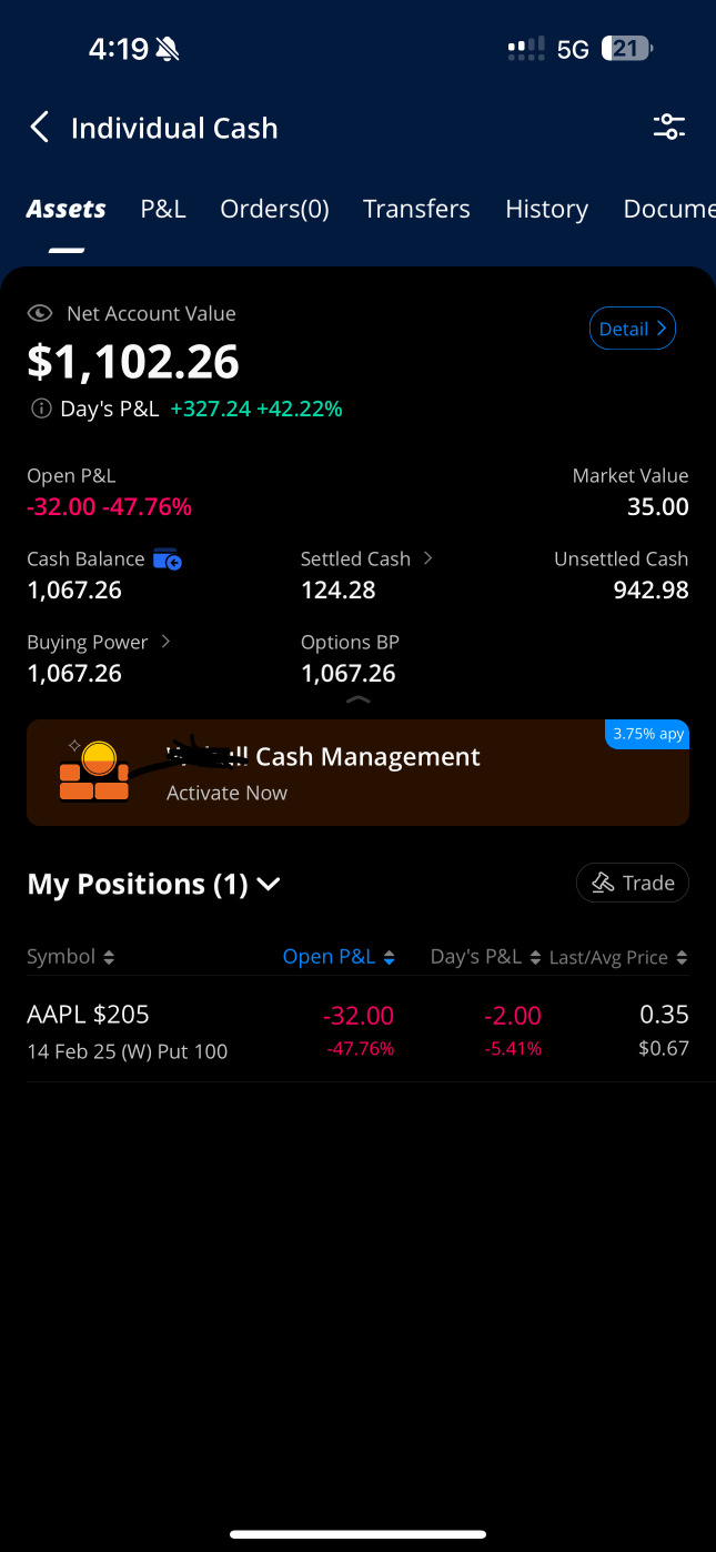 $100 to 3k challenge day 7 ($1100)