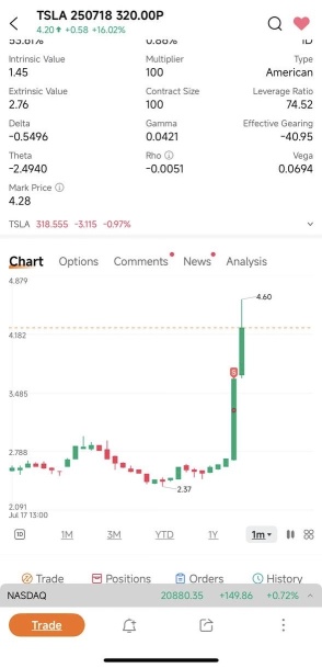 TSLA 看跌倉位加碼 🚗