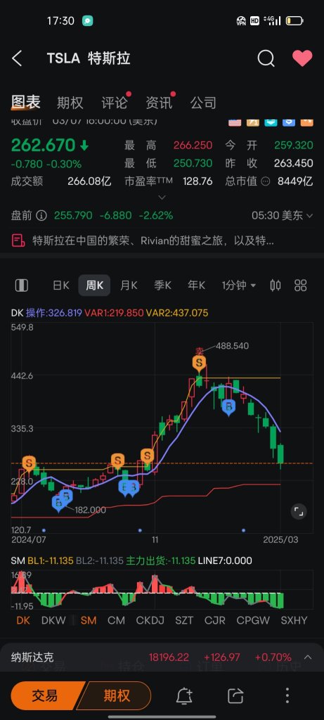 テスラの第一目標株価は230です