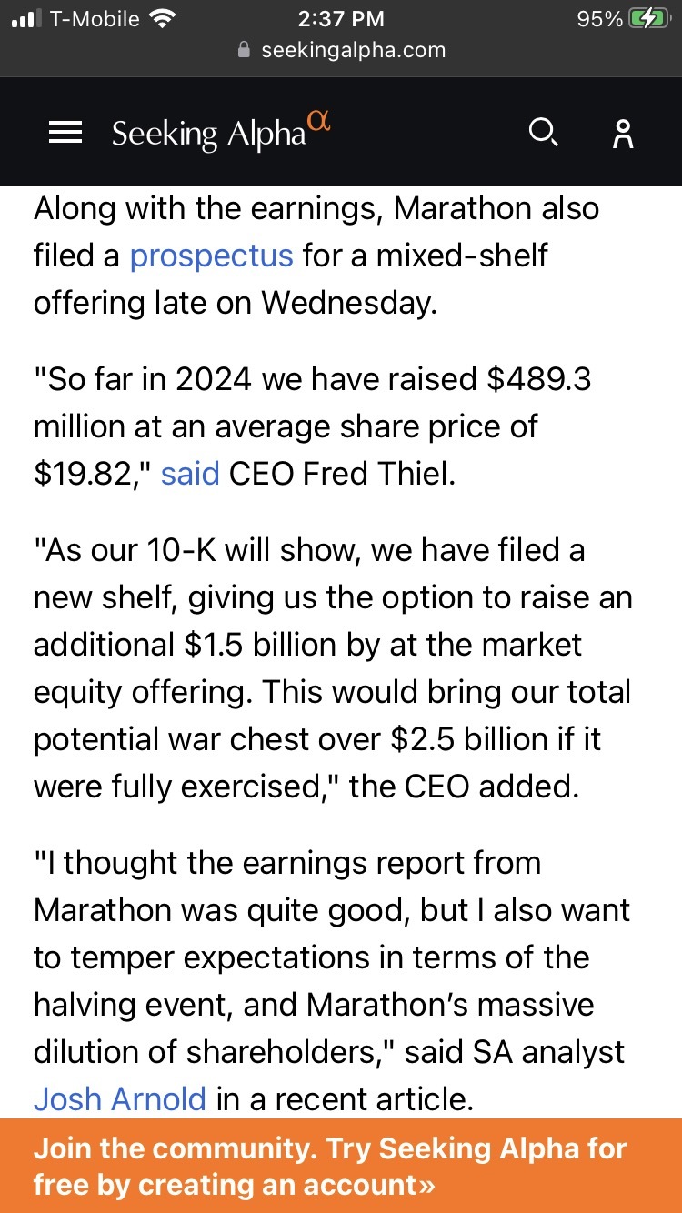 MARA Holdings (MARA.US)$ Very, very massive dilution. Be ex... - moomoo  Community