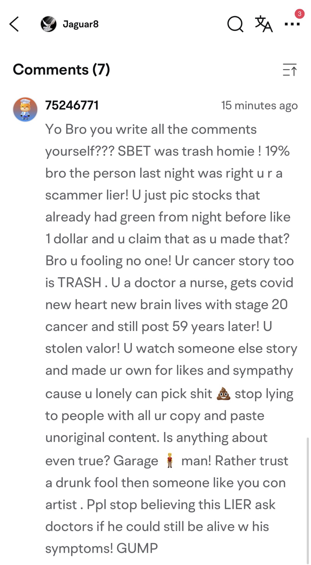 An example of a human being who doesn’t deserve existence in this world.  May you LOSE MORE and cry more. Karma has its ways. Educate yourself about cancer so you won’t sound an IGNORAMUS