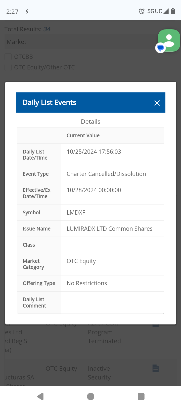 $LumiraDx (LMDXF.US)$ whatever is going to happen will be on Monday imo. Share transfer prior to dissolution? We are on the cusp with final payment being tomorr...