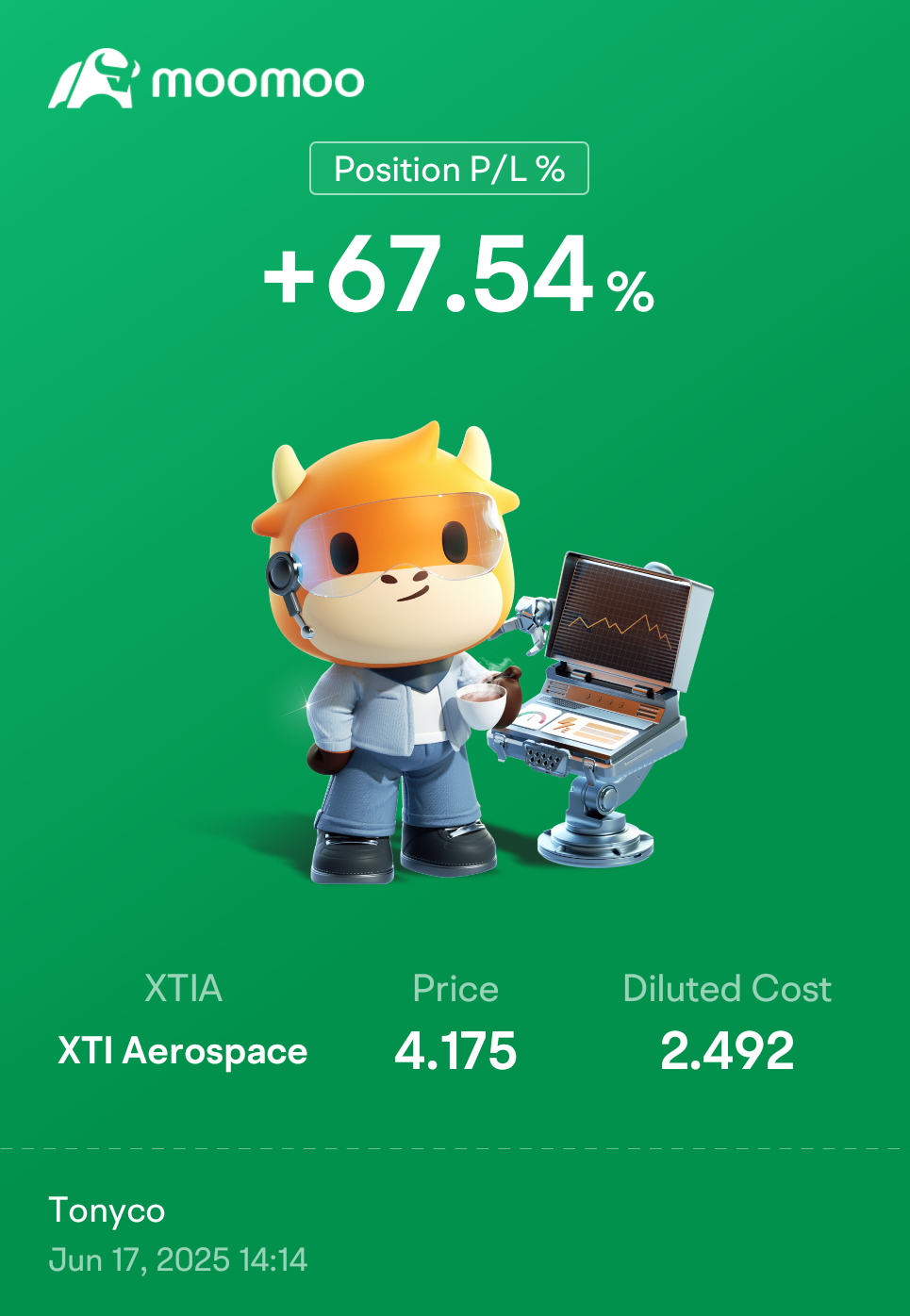 $XTI Aerospace (XTIA.US)$ 好的，現在我把其餘的留到後面。