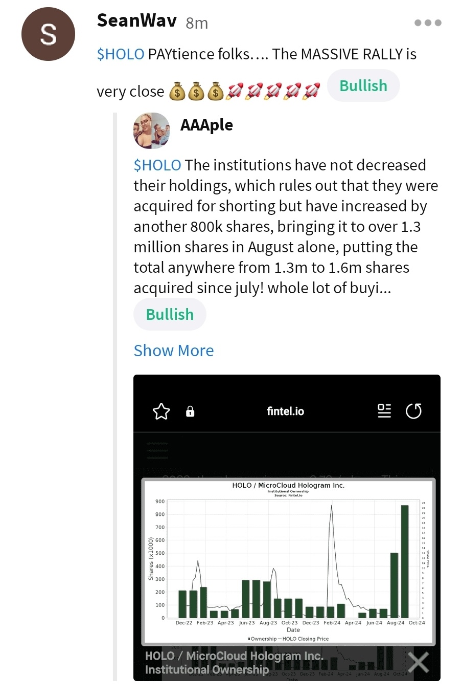 $MicroCloud Hologram (HOLO.US)$ 哇，我感到非常谦卑！偷走我的作品然后以你自己的名义公开发布，哈哈