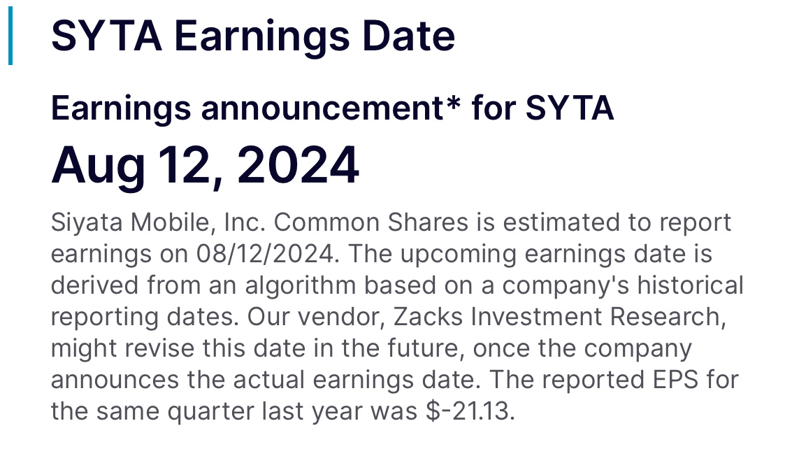 Estimated earnings date for Q2 of 2024