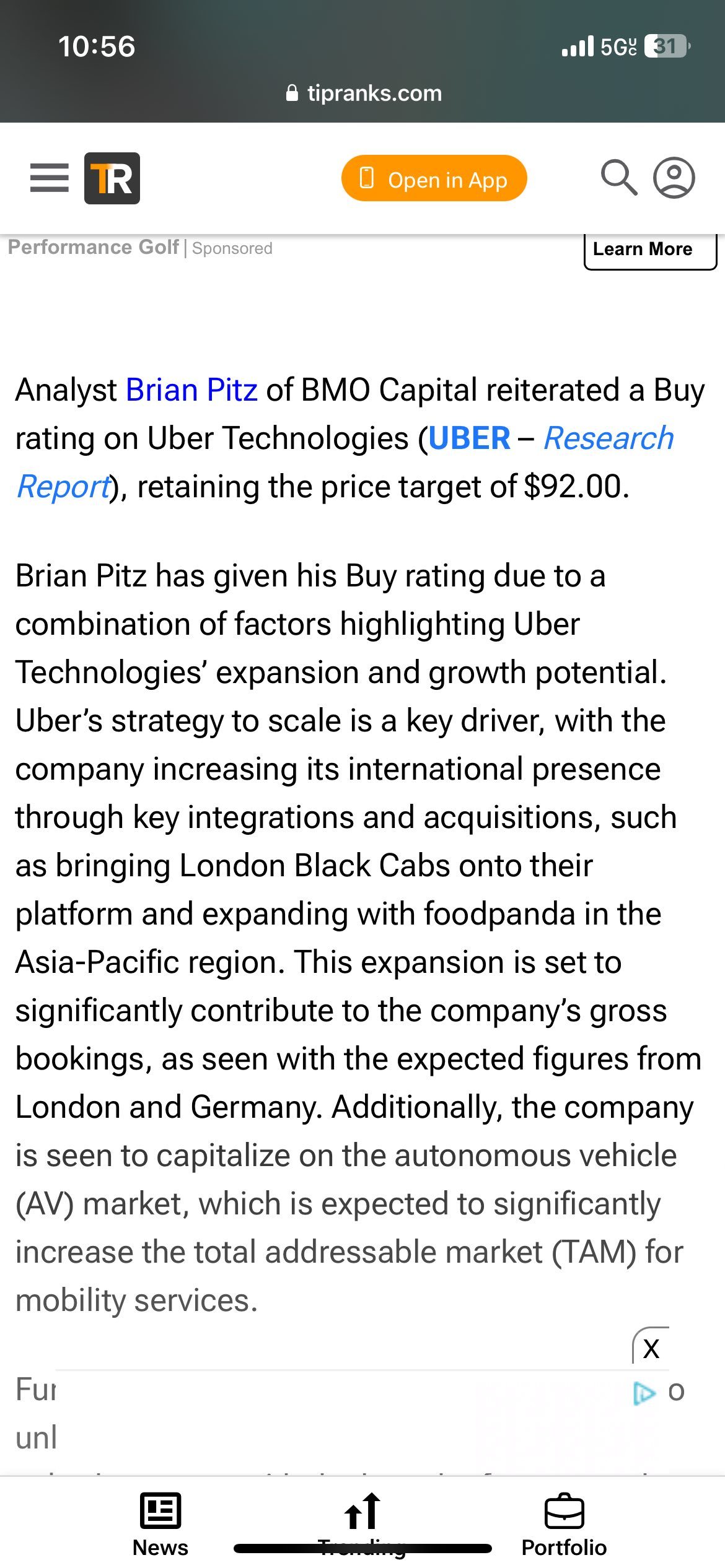 $ウーバー・テクノロジーズ (UBER.US)$