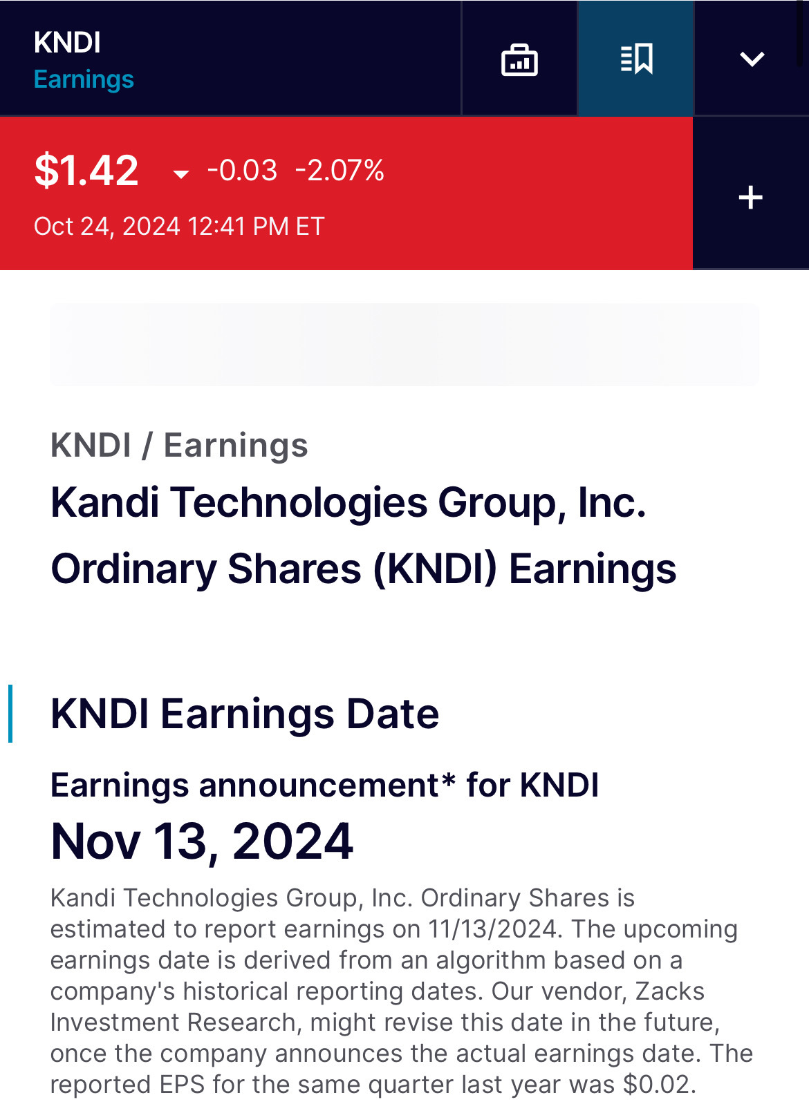 Earnings in November 13