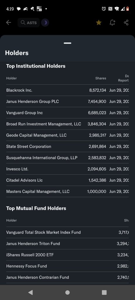 ASTS is buying into other companies right now